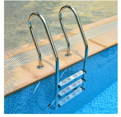 Poolstege, 304 rostfri poolklättringsutrustning med ledstänger, lämplig for spa, simbassänger och badrum(3 steps)