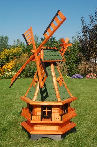 Windmühle kugelgelagert, wahlweise mit Solarbeleuchtung (grün, Höhe 100 cm)