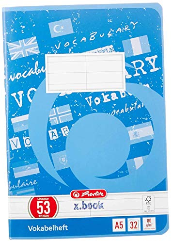 Herlitz Vokabelheft A5 Lineatur 53 FSC Mix, 32 BIatt