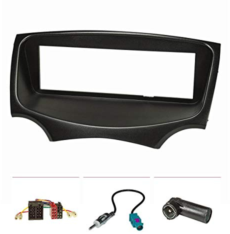 tomzz Audio 2415-051 Conjunto de Panel de Radio Compatible con Ford KA RU8 año 2009-2017 Negro con Adaptador de Radio ISO Fakra Adaptador de Antena DIN ISO