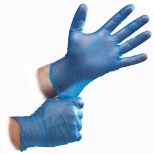 100 Powder Free Vinyl Blue Disposable Gloves LARGE-NEW