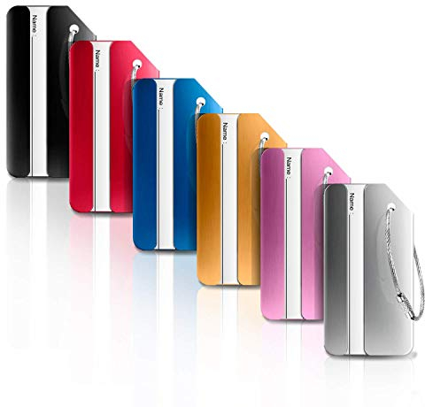 Ivencase 6 Stück Kofferanhänger, Aluminium Gepäckanhänger mit Adressschild, Koffer Anhänger für Flugreise Kreuzfahrten Adressanhänger Koffer aus Metall(6 Farben)