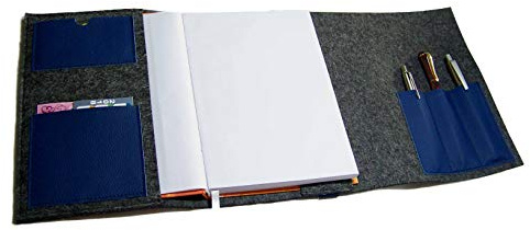 Kalender Organizer Kalenderhülle Hülle Einband Merino Wollfilz Filz mit Leder und Gummiband Farbwahl für Din A5 Buchkalender, Notizbuch, Buch