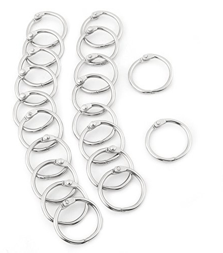 20 Stücke Metall Klapp Binder Ringe Schlüsselanhänger Loose Leaf Clip Book Ring mit Vernickelt für Album Sammelalbum(38mm)