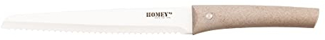 HOMEY'S tools for life VITT-Brotmesser - Großes gezahntes Küchenmesser - 20 cm lange Klinge aus superscharfem 3Cr13-Edelstahl mit grober Rändelung - Griff aus haltbarem Weizengras