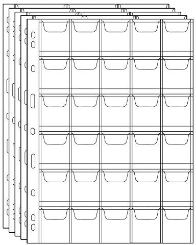Seiten für Münzfächer – 30 Fächer Standard-Münzfächer mit 9 Löchern Sammelhüllen für Münzen 5 Blätter CS03530