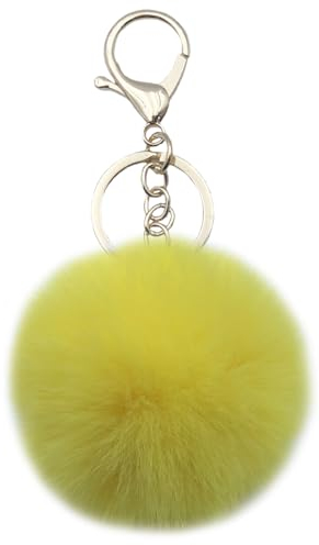 Schlüsselanhänger mit Kaninchenfell-Ball, Pompom, für Autoschlüssel, Handy, Handtasche, Anhänger - - 10 cm