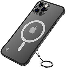 JCJON Schwarze magnetische Schutzhülle Dünn Rahmenlos Matt Hart PC Stoßdämpfung Bumper mit Anti-Rutsch-Seil für iPhone X | XS Kompatibel mit Magsafe