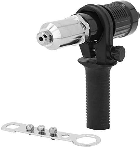LSLANSOON Rivet Gun Adapter Kit with Handle Grip Riveter Drill Attachment Riveting Hand Tool Insert Nut for Cordless Electric Power Drill