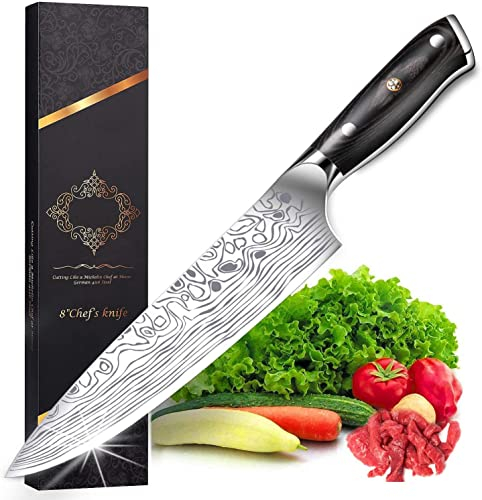 Newyond Kochmesser, Küchenmesser Fleischmesser Profi Chefmesser 20CM,Extra Scharfe Messerklinge,Deutschem Edelstahl Ergonomischem Griff mit Geschenkbox