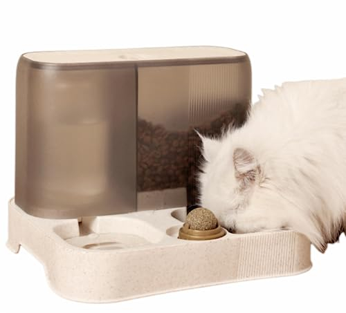 Futterspender Katze Automatischer 2-in-1-Futterautomat mit Abnehmbarem Futternapf,Katzenfutterautomat and Heimtierbedarf für Kätzchen, Hunde und Katzen von Arespark