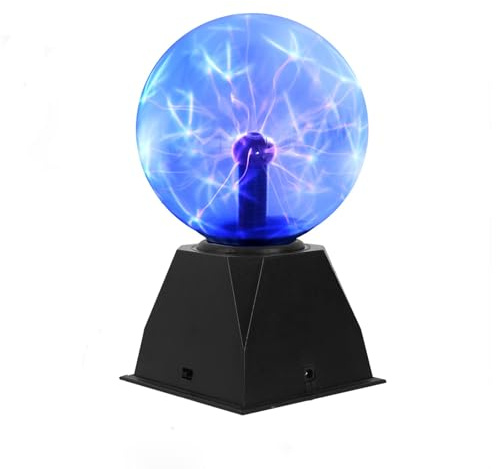 Pheashine Plasmakugel,15cm Plasma Ball Touch und Schallempfindliche, Plasmalampe 6 Zoll Magic Plasma Light Blau Blitzkugel Zauberkugel Pädagogisches Physik 220V