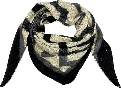 J26 XL Dreiecksschal Winter Unisex Dreieck Schal Welle Wolle Fashion Stola Tuch gestrickt Strickschal (Schwarz)