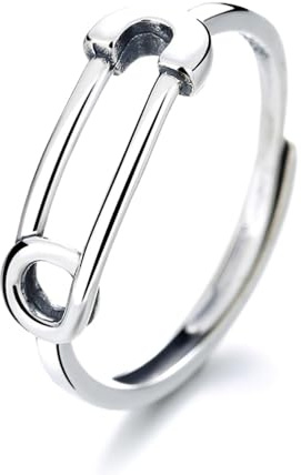 IMINI Semplice spilla da balia aperta in argento Sterling 925 regolabile minimalista graffetta anello impilabile anello per nocche anello eternity anello coda anello carino gioielli regali per donne