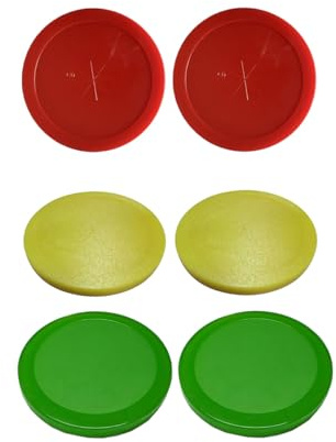 Gold Standard Games Tournament Pro Air Hockey Puck Kit - (2) Red, (2) Yellow, (2) Quiet - 3-1/4