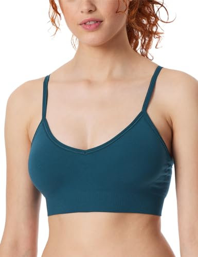 Schiesser Damen Bustier Mit Herausnehmbaren Pads Nahtlos Casual Seamless Sport-BH, Petrol_181102, XXL EU