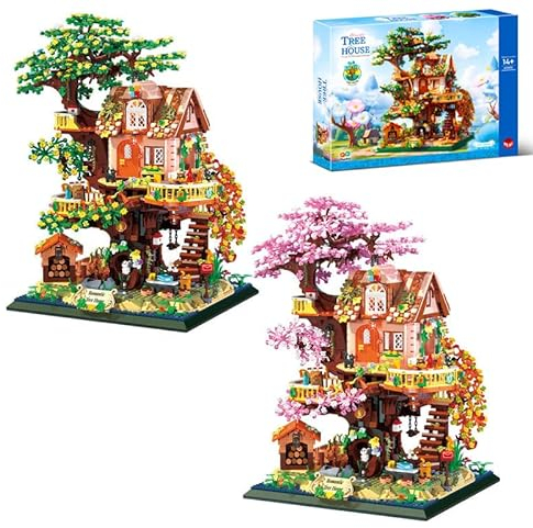 FULHOLPE Baumhaus Bausteine Bausatz, 3196+ Klemmbausteine Modular Tree House Modellbausatz, Konstruktionsspielzeug Nicht Kompatibel mit Großen Marken Baumhaus