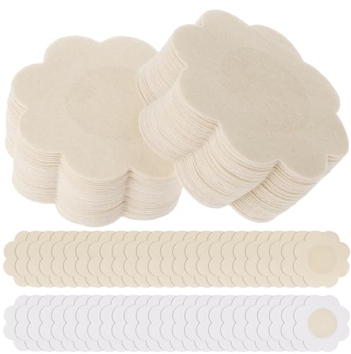 COMNICO Lot de 60 cache-tétons autocollants jetables naturels invisibles en forme de prune pour femme (pétales, beige) - 6,1 cm