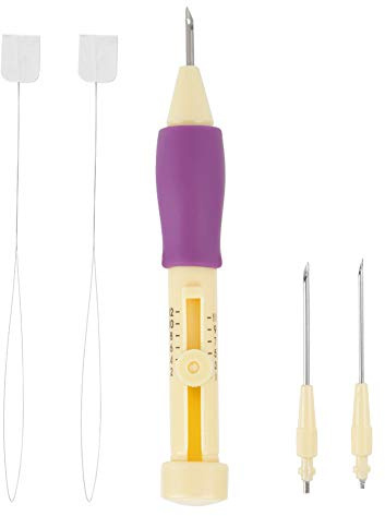 Stickstift, Sticknadelstanzer mit Nadelstift-Set in 3 Größen für Heimwerkerarbeiten, Stanznadelwerkzeug für Heimwerkerarbeiten, Dekorieren von Kleidung, Kissen, (Gelber und