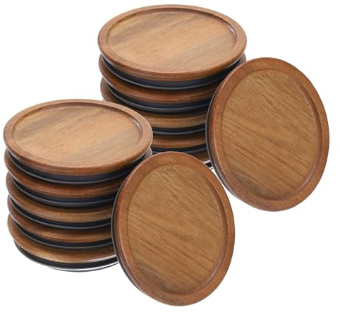 sourcing map 24pcs Wide Mouth Mason Jar Lids, 80mm Wooden Canning Lids with Airtight Silicone Seal for Ball, Jars, Coffee