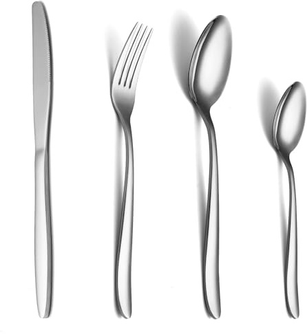 COPOTIO Juego de cubiertos para 6 personas, Cubertería acero inoxidable 24 piezas, con cuchara cuchillo y tenedor