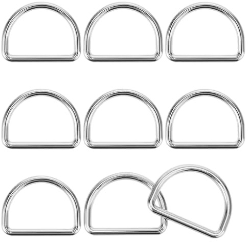 Aiyorse 9 Stück D-Ring 25mm Halbrunder D-Ring Taschenzubehör Metall-D-Ring Nahtloser Stahl Halbringe D-Ringe für Halsbänder,Karabiner,Gurtbänder,Taschen,Hundeleine,Hand-Diy-Zubehör