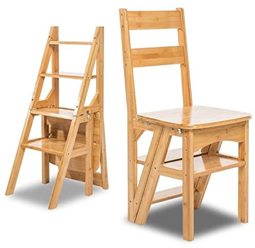 Holzleiter mit 4 Stufen, multifunktionale Klapptrittleiter, Treppenleiter, tragbarer Tritthocker für die Innenbibliothek, Tragkraft 150 kg