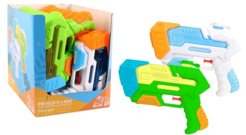 BLUE SKY Pack de 12 Pistolas de Agua Aire Libre-044618PA-Color Aleatorio-Plástico-22 cm-Juguete Infantil-Juego de Playa-Piscina-Regar-Jardín-Verano-3 años (044618PA)