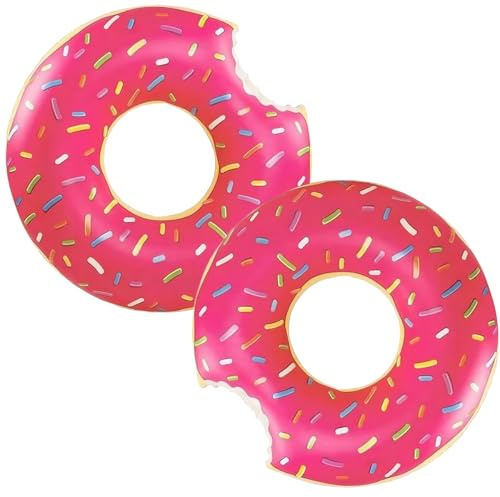 120 cm uppblåsbar badring för vuxna, simring, sommarbadring för vuxna och barn (rosa-2)