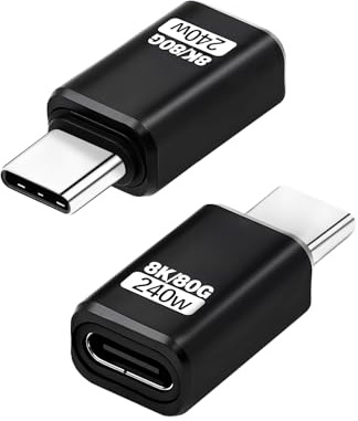 Duttek Adaptador USB C macho a hembra de 80 G, 240 W, conector adaptador extensor USB C compatible con cable Thunderbolt 5 para Steam Deck, ROG Ally, Switch, portátil, PC, tableta, teléfono, paquete
