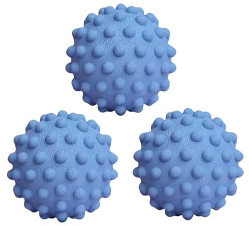 Vyloky 5cm Faszienball aus TPR – Hoch elastische Massagekugel für Nacken, Rücken & Füße | Tragbare Selbstmassage bei Verspannungen | Büro/Reise geeignet | Rosa & Blau (3 blau)