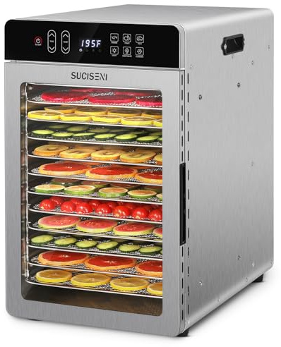 Food Dehydrator Machine for Jerky 11ft², 12 Trays 1000W Stainless Steel Dehydrator with 24H Timer 195℉ Temperature Control, Food Dryer Dehydrated for Meat, Fruits, Veggies, Dog Treats