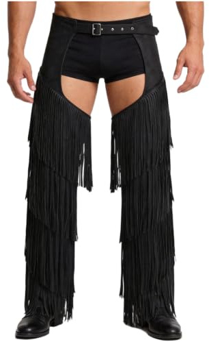 dPois Västerländska cowboy chaps mocka fransar byxor långa byxor med justerbara spännen halloween temafest karneval kostym