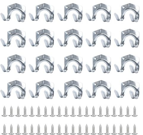 Tool Hanger Hooks,Tool Hooks for Shed, Heavy Duty Wall Mounted Double Hook Storage Hangers with Screws, Rustproof Metal Shed Tools for Organizing Ladder, Sports Equipment, Garage Workshop (20 Pcs)