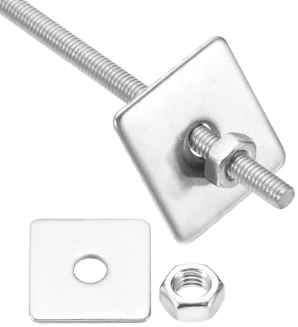 sourcing map 1 lot de tiges entièrement filetées M3 x 500 mm, tiges filetées en acier inoxydable 304, filetage à droite avec écrou rondelle carrée pour ancrage structurel, vis de fixation