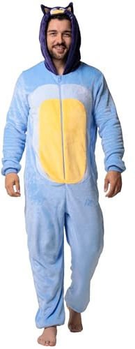 Bluey Pijama Hombre, Mono De Hombre Bandit, Pijama Enterizo De Forro Polar para Adultos, Azul M