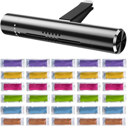 UIEXAY 1 Pcs Deodorante per Auto in Alluminio Diffusore Profumo Auto, Purificatore d'Aria Auto, Aromaterapia Diffusore Auto con Olio Essenziale Solido con 30 Ricariche