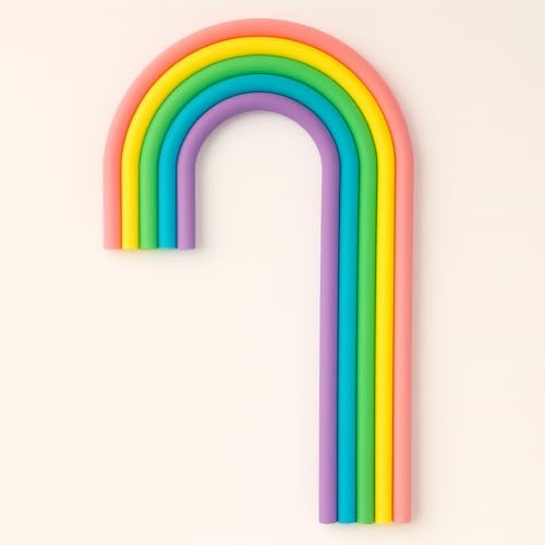 AMAR Rainbow Silicone Cake Topper, Flexible Trimmable Decoration, 24cm x 12cm, for Birthday Cakes, Baby Showers, Celebrations (Candy Rainbow)