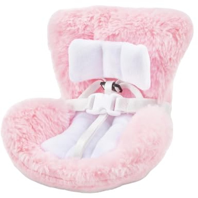 AWAVM Decorative Plush Sofa with Soft Furry Cushion,Car Seat for Dolls,Clip,Safety Belt Plush Toy Car Seat Decor Doll Ornaments Accessories for Display Dolls Safety Seat (Pink)