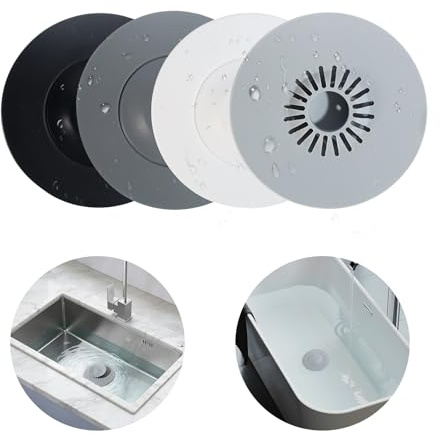 4 Stück Universal Silikon Abflussstopfen - Badewannenstöpsel, Waschbeckenstöpsel für Spüle, Dusche & Lavabo - Weicher Gummistopfen mit Verstellbaren Saugnäpfen, Dichter Sitz, Einfache Montage