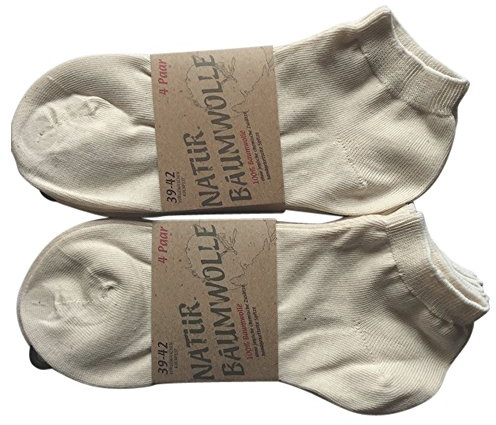 8 paires de chaussettes - 100 % coton naturel - Pour les chaussures de sport et les chaussons - Sans couture et résistantes - Beige - 39/42