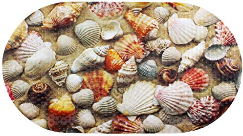 Brandsseller Badewannenmatte rutschfest 70x36 cm – PVC Wanneneinlage mit Saugnäpfen, waschbar, antibakteriell & schimmelresistent – Antirutschmatte für Wanne – Design: Muscheln