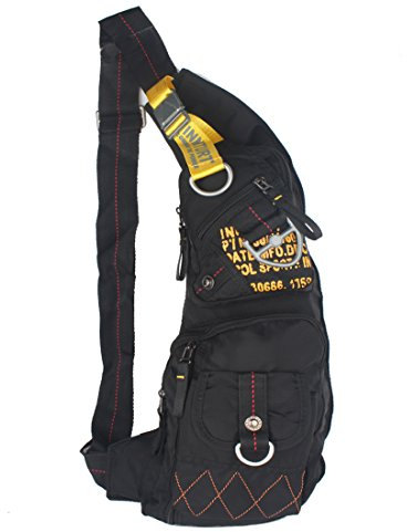 Innturt Schultertasche Brusttasche Bodybag Rucksack Gross Schwarz