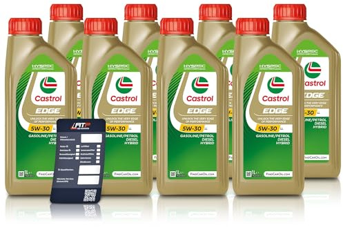 8x 1 L Liter Castrol Edge Fluid Titanium 5W-30 LL Motoröl inkl. Castrol Ölwechselanhänger