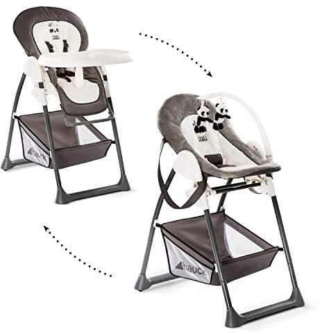 hauck Tronas de Bebe Evolutiva Sit N Relax, Trona Bebe 0 Meses con Hamaca Bebé Alta, Silla Bebe Comida Plegable, Highchair, Altura Regulable, Panda/Grey