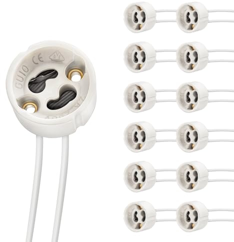 DiCUNO GU10 Fassung, 15CM Silikon-Stromleitung (0.75mm²), VDE & CSA, GU10 Keramiksockel für LED, Glühlampe, Halogen, Hitzebeständigkeit bis 600℃, 0-250V, 0-300W, 12er Set