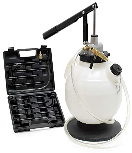 Wiltec Getriebeöl Einfüllgerät 7 L mit Handpumpe inkl. 15 ATF Adapter u.a. für Moderne Getriebe, Ölwechsel Gerät, Getriebeölwechsel Befüllgerät