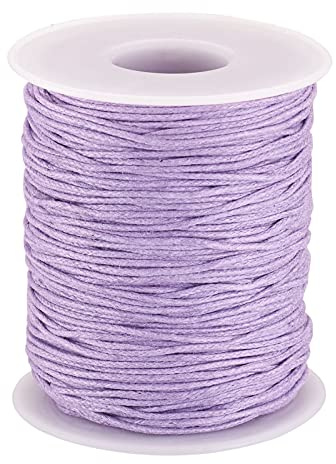 PandaHall Geflochtene Baumwollkordel, 1 mm, gewachste Baumwollschnur für DIY-Schmuckherstellung, 91,4 m/Rolle, Lila