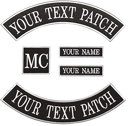 Benutzerdefinierte Biker Weste Patch, personalisierte Text Rocker Name Patch Für Club, Motorrad, Taschen Jacken Kleidung (White on Black with White Border)