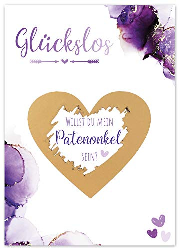 Joli Coon Rubbelkarte Patenonkel fragen, Willst du mein Patenonkel werden | 350g Designerpapier, fühlbare UV-Lack-Veredelung, für eine besondere Patenfrage, Premium-Papeterie